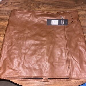 Fashion Nova Tan Faux Leather Pencil Skirt